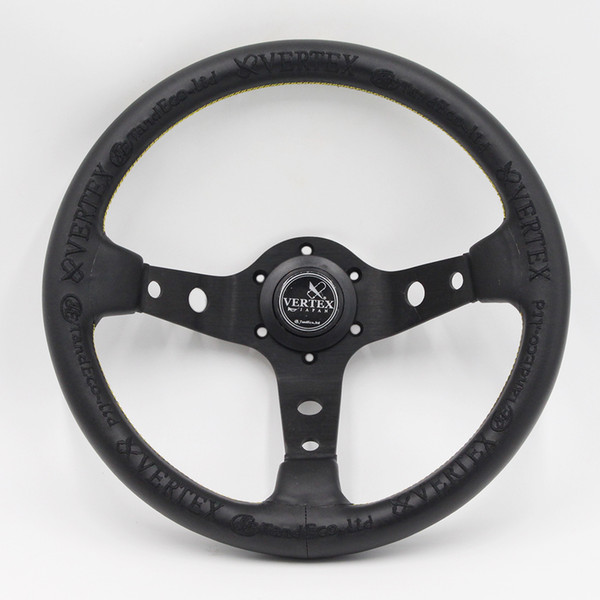 Black Vertex Racing Steering Wheel 13inch 330mm Rally Race Drift Car Leather Steering Wheel