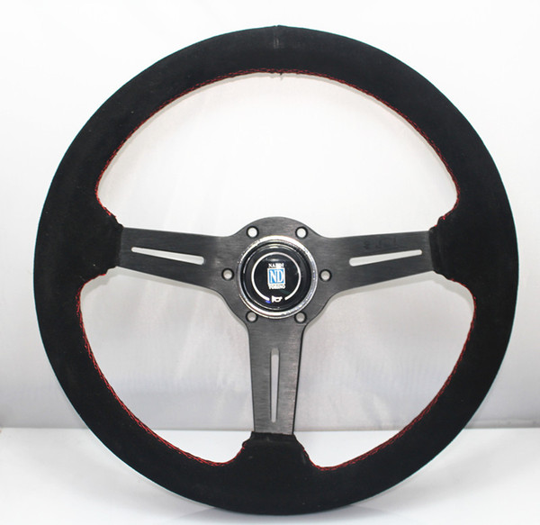 HOT 2017 Universal car modification 14 inch matte leather racing ND steering wheel 350MM high quality free shipping