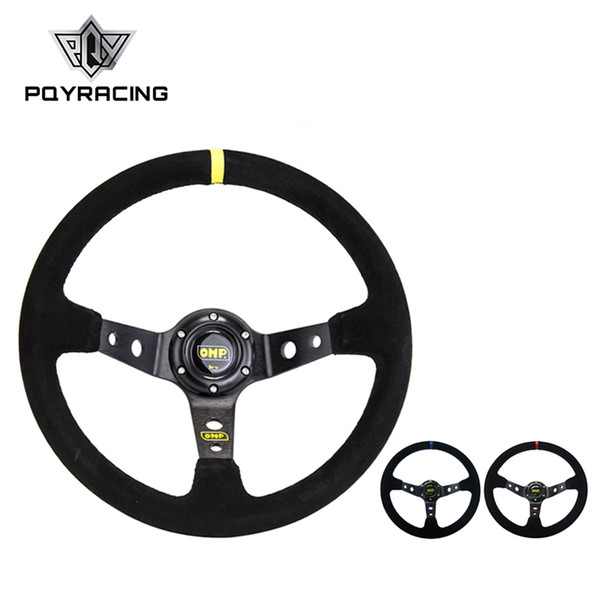 14inch 350mm OMP Deep Corn Drifting Steering Wheel / Suede Leather Steering wheels 3/Colors PQY-SW21