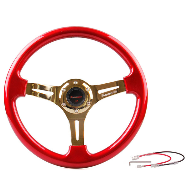 2016 New Arrive 350mm 14inch ABS Car Steering Wheel with Universal 6 Bolt Red Black Blue 3 colors optional