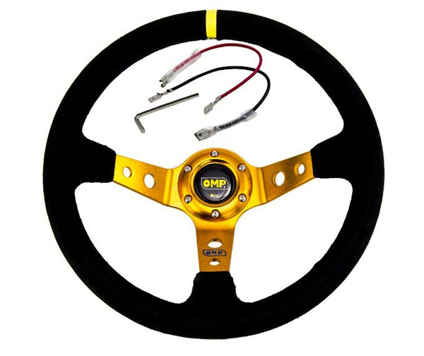 NEW GOLD Steering wheel 14inch 350mm OMP Deep Corn Drifting Steering Wheel / Suede Leather