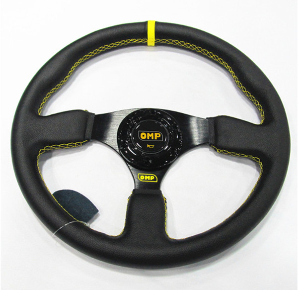 350mm Real Leather 14'' Universal Flat Car Racing Sport OMP Steering Wheel