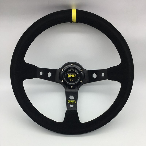 14inch 350mm Racing Car OMP Style Steering Wheel Racing Car Steering Wheel OMP Suede Leather Deep Corn Drifting Steering Wheels