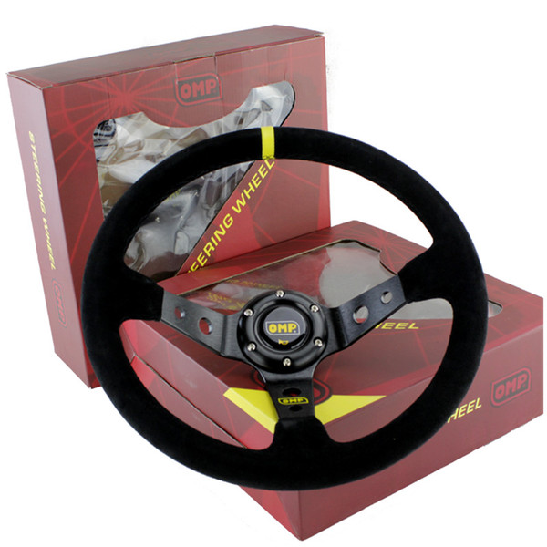 14inch 350mm Racing Car OMP Style Steering Wheel Racing Car Steering Wheel OMP Suede Leather Deep Corn Drifting Steering Wheels