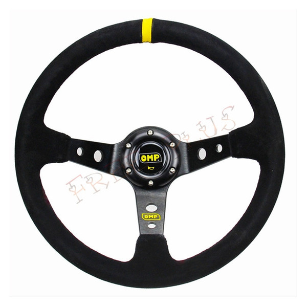 14inch 350mm Racing Car OMP Style Steering Wheel Racing Car Steering Wheel OMP Suede Leather Deep Corn Drifting Steering Wheels