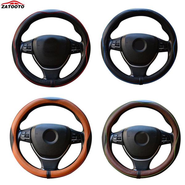 Genuine Leather Car Steering Wheel Cover Durable Breathable Antiskid Steering-wheel Cover For Four Seasons Car Accessories