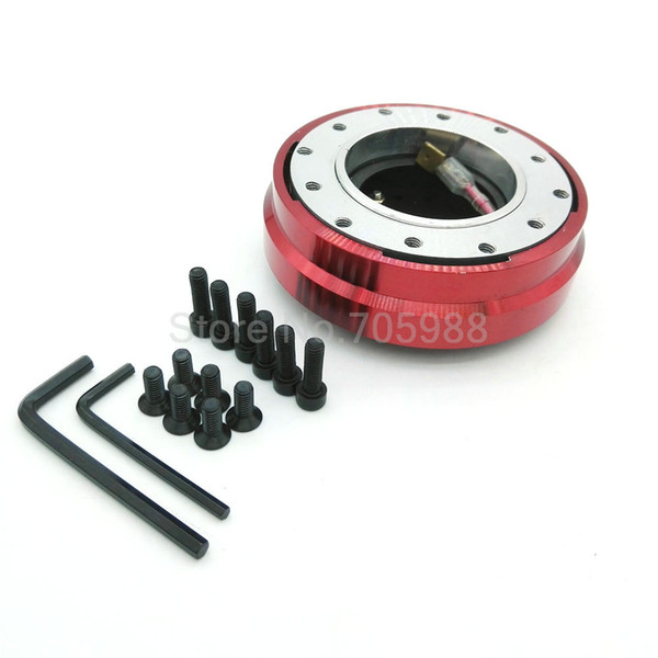 Aluminum 6-HOLE RED CAR THIN/SLIM VERSION STEERING WHEEL QUICK RELEASE HUB KIT ADAPTER