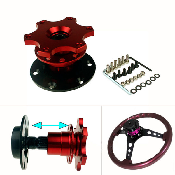 1PC Car Auto Steering Wheel Quick Release HUB Adapter Snap Off Boss Kit RED