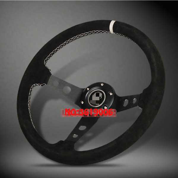 Universal 350MM 14inch Suede Leather Steering Wheel Rally Sport Aluminum Frame Racing Steering Wheel Car Accessories