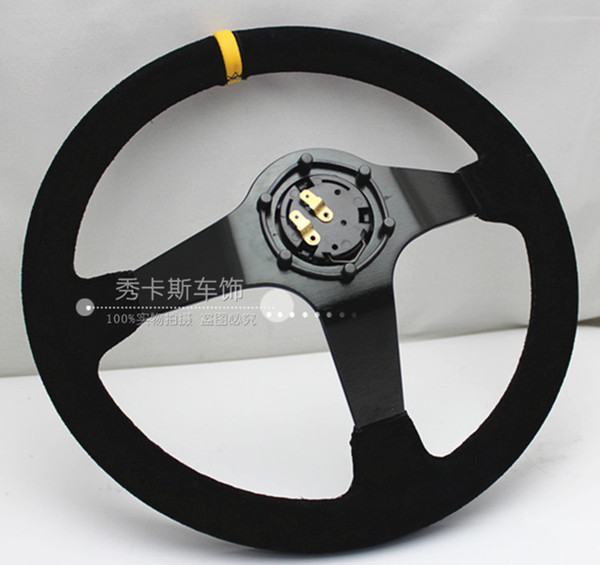 2017 hot new matte leather ultra-feel SP steering wheel racing universal 14-inch 350MM high quality free shipping