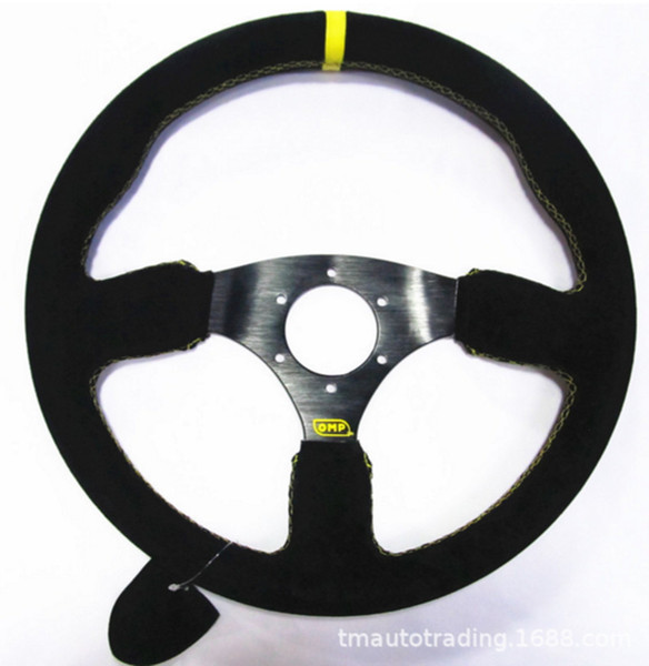 350mm 14'' Flat Real Leather OMP Rally Racing Sport Steering Wheel