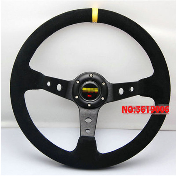 Universal Fitting 14inch 350mm Deep Dish Rally Race Racing Sport Suede Steering Wheel