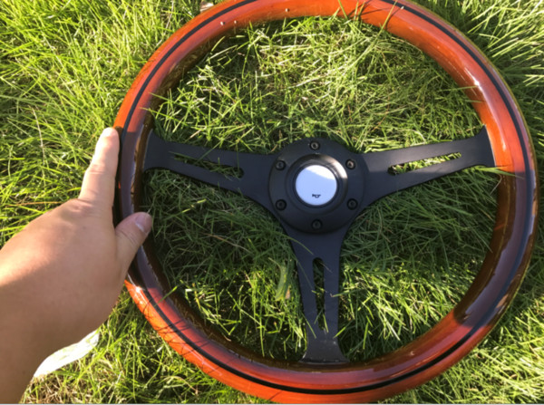 universal high quality 350mm /14inch/35cm Wooden Phoebe Aluminum oxidationracing car steering wheel with horn