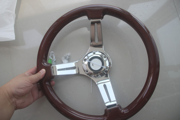 high quality 350mm /14inch Wooden Phoebe steering wheel racing car steering wheel three racing Phoebe