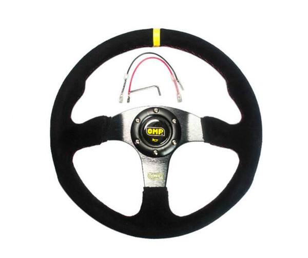 NEW 14inch 350mm Suede Leather Flat Rack Corn Drifting Steering Wheel