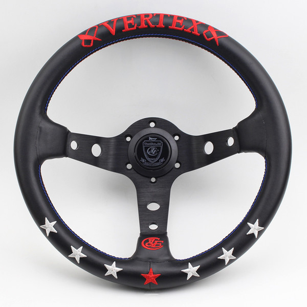 VERTEX Embroidery Custom Leather Steering-wheel 13Inch Racing Aluminum Frame Light Weight 6-Hole Steering