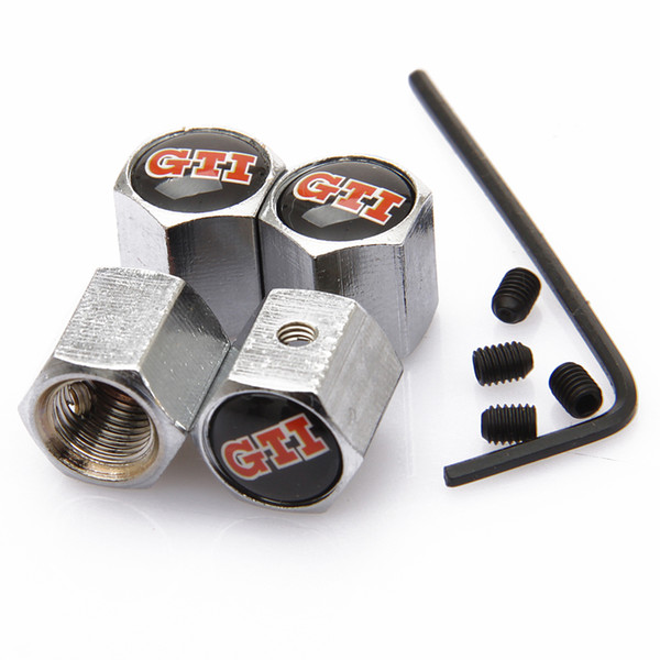 Lockable VW GTI Anti-Theft Dust Cap Tire valve caps With Car Logo Badges Emblems VW GTI With Retail Box SZYX-0021