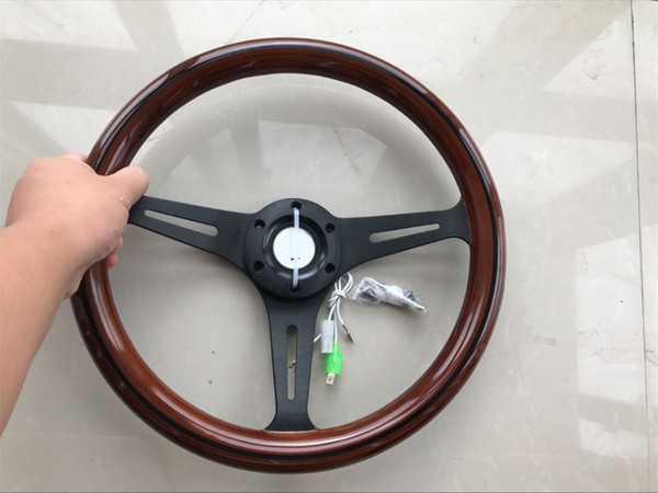 high quality 35cm 350MM 14inch Wood Phoebe steering wheel racing steering wheel three racing Phoebe steering wheel