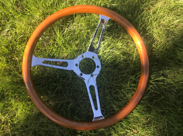 universal high quality 380mm /15inch/38cm silver color Wooden Electroplating racing car steering wheel with horn