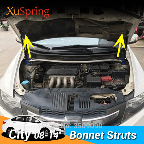 for Honda City S Ballade 2008-2014 Car Bonnet Cover Lift Support Spring Bracket Hydraulic Rod Struts No Drilling/Welding