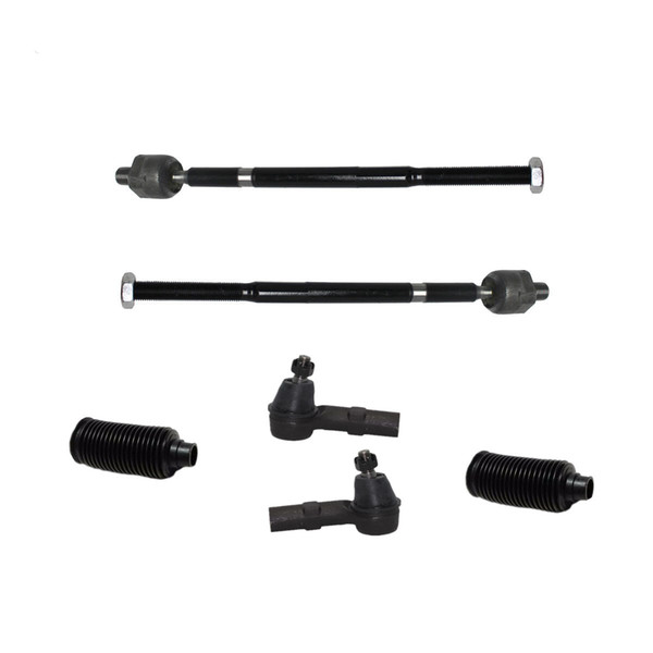 All (4) New Inner and Outer Tie Rod End Links + Both (2) Tie Rod Boots for VW