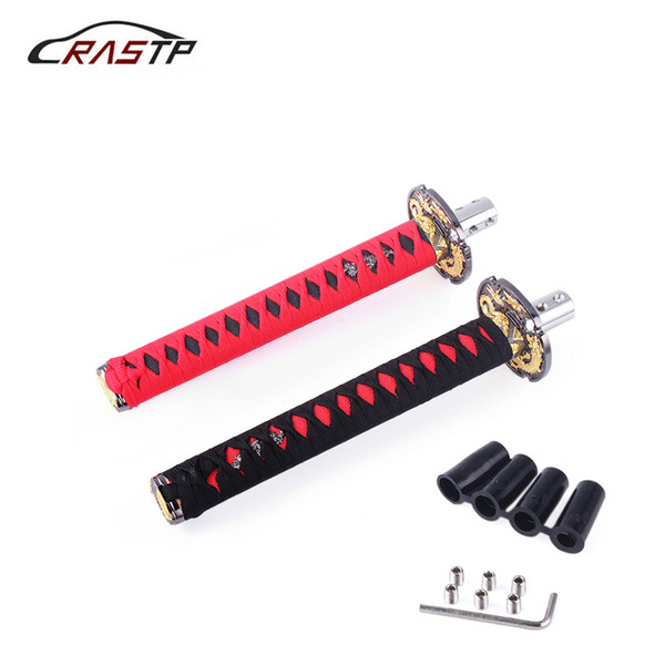 RASTP-Fashion 1Set Universal Samurai Sword Vehicle Car Shift Knob Katana Metal Gear Shifter 4 Adapter Car Accessories RS-SFN025