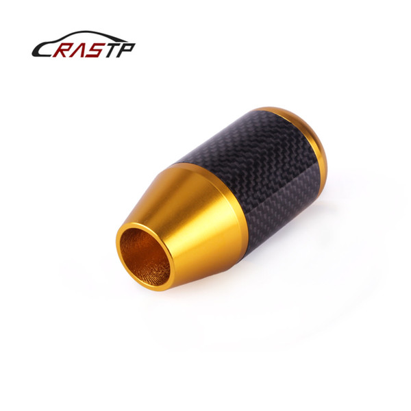 RASTP-Hot Selling Car Manual Gear Shift Stick Knob Carbon Fiber Gold Shifter Knob Auto Accessories RS-SFN053