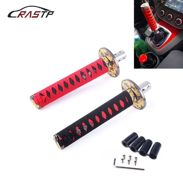 RASTP - 20cm Universal Car Samurai Sword Gear Shift Knob Metal Katana 7mm/9.5mm/10mm/12mm Adapter RS-SFN025