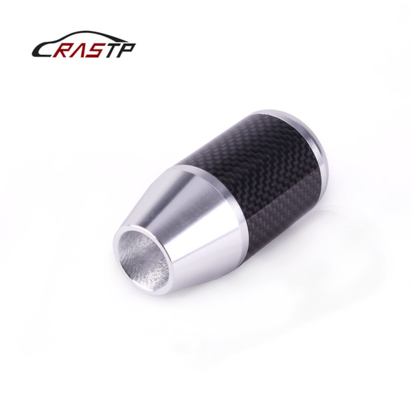 RASTP- Car Manual Gear Shift Knob Stick Carbon Fiber Silver Shift Knob Cover Handle Shifter Lever Auto Accessories RS-SFN053