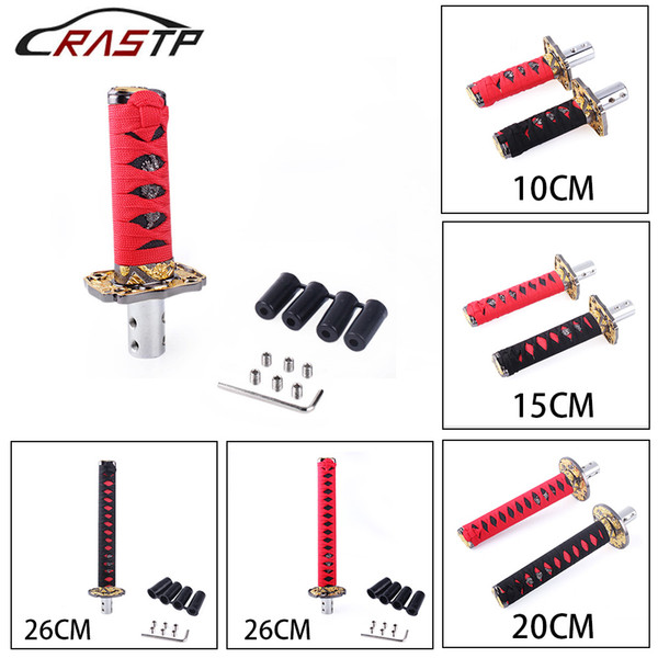 RASTP-Universal Racing Car Samurai Sword Manual Gear Shift Knob Shifter Katana Black+Red 10cm/15cm/20cm/26cm RS-SFN025