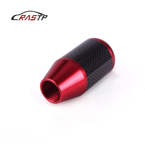 RASTP-New Auto Car Gear Shift Knob Carbon Fiber Universal Shifter Manual Gear Shifter Adapter Blue Car Accessories RS-SFN053