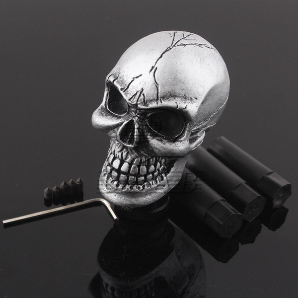 Universal Manual Car Gear Stick Shifter Knob Shift Lever Carved Skull Silver New