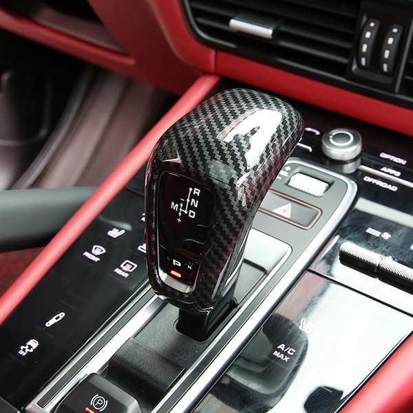 Carbon Fiber Printed Car Gear Shift Knob Protection Cover For Porsche Cayenne 2018 Interior Styling Accessories