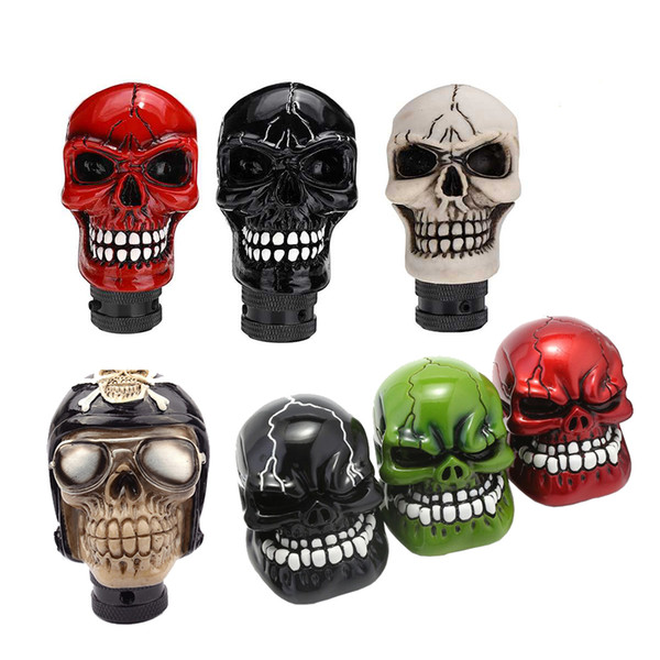 Universal Manual Gear Shift Knob Shifter Lever Wicked Carved Skull pomo marchas Black Green Red Silver D5