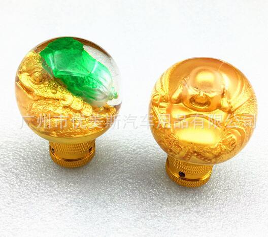 Universal Fit crystal Ancient East Buddha Fortune Car Truck Gear Stick Shift Knob Gold Luck Automatic Manual Shiter Knobs Lever