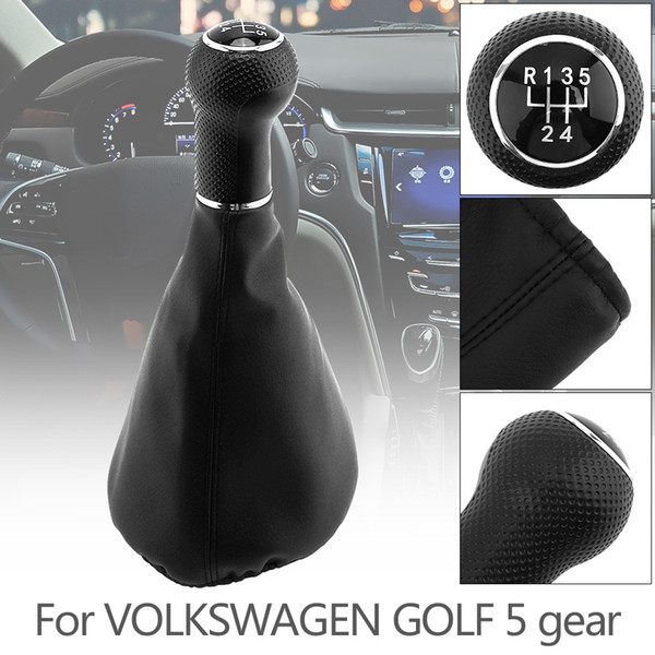 Black Plastic + PU Leather Car Manual Gear Shift Handball Knob with Dust Cover for VW Golf MK4 Bora POLO CIA_30G