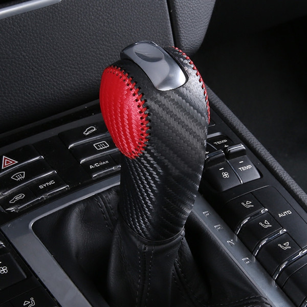 Genuine Leather Car Gear Shift Knob Collar Hand Sewing Protection Cover for Porsche Panamera 2009-2017 Macan 2014-2019