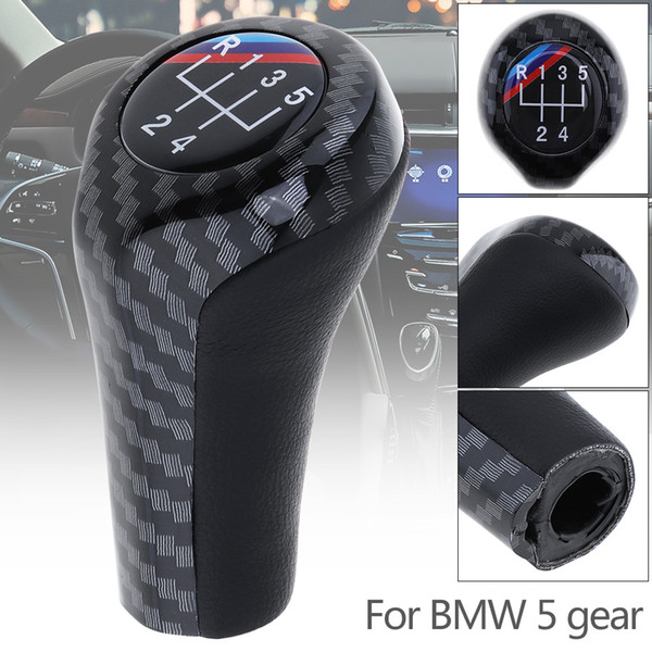 ABS Plastic + Leather Carbon Fiber Car Manual Gear Shift Handball Knob for BMW 1 3 5 6 Series / 5 Gear Models CIA_303