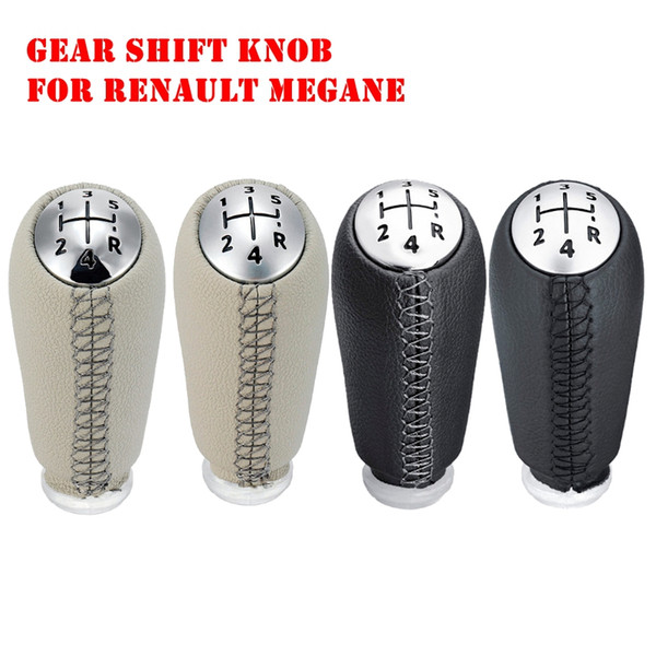 5 Speed Leather MT Car Gear Shift Knob Stick For Megane II 2 Scenic 2 Clio 3 III 3 Head Ball Black Gray Beige