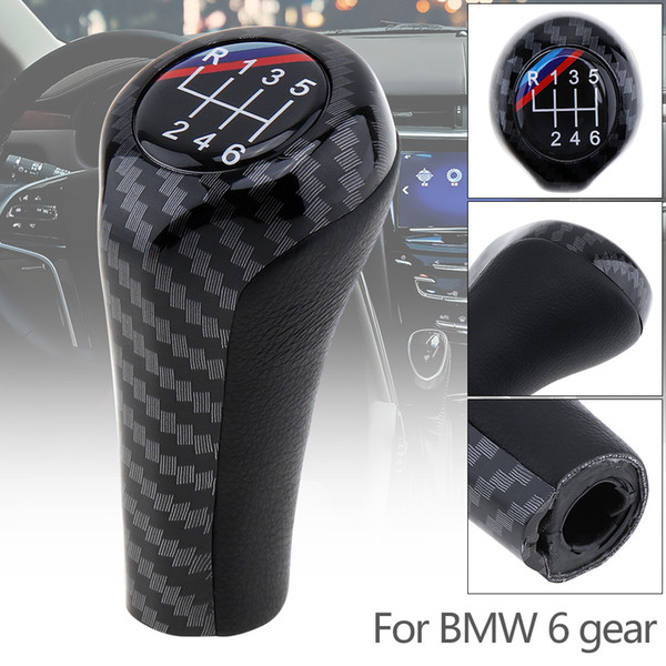 ABS Plastic + Leather Carbon Fiber Car Manual Gear Shift Handball Knob for BMW 1 3 5 6 Series / 6 Gear Models CIA_302