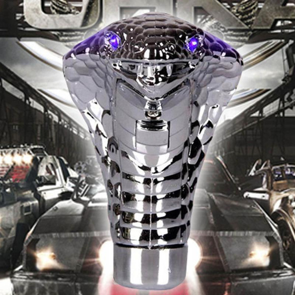 Universal Car Manual Gear Stick Snake Shape Shift Knob Crystal Cobra Head with LED Lights for Automatic Transmission Car Styling