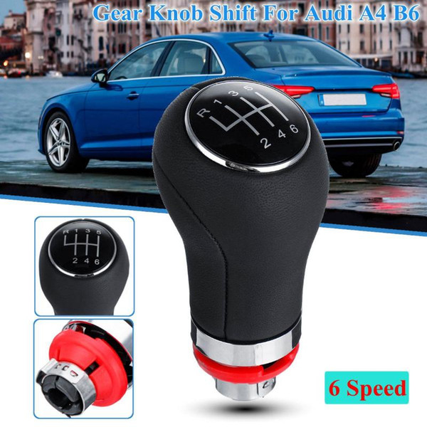 12mm 5 Speed 6 Speed Black PU Leather Gear Shif t Knob Lever Stick For A4 B6 2004 2005 2006 2007 2008 2009 2010 2011 2012