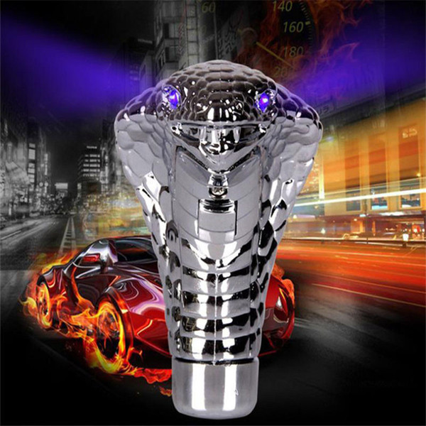 CARPRIE Gear Shift Knob Chrome Blue LED Eyes Car Cobra Manual Gear Shift Knob Snake Shifter Universal Silver dropship m24