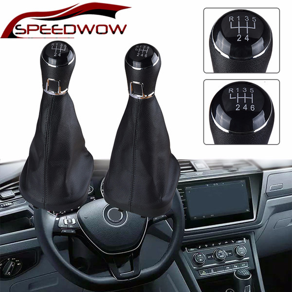 SPEEDWOW Car Gear Shift Knob Lever Shifter Gaiter Boot 5/6 Speed For VW Touran 2003-2010 Caddy 2 2004 2005 2006 2007 2008 2009