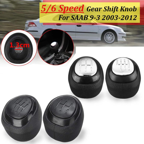 Car 5 / 6 Speed Gear Shift Knob For SAAB 9-3 93 2003-2012 Head Stick Leather Black Sliver Replacement 55566206 55353898