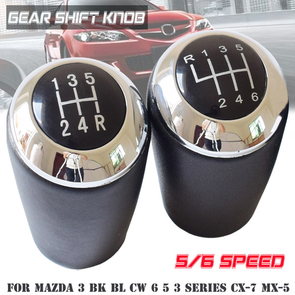 Chrome ABS For 5 6 Speed Manual For 3 5 6 3 BK BL CW Series CX-7 MX-5 Gear Shift Knob Stick Lever Shifter