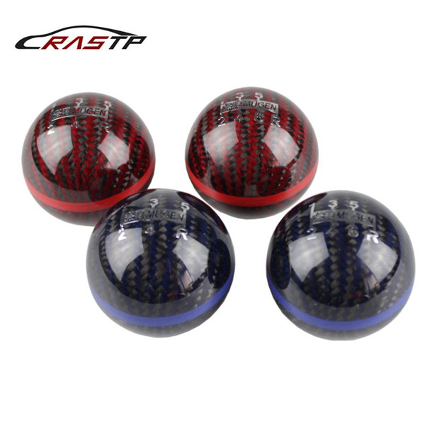 RASTP - Mugen Ball Type 5 Speed And 6 Speed Racing Gear Shift knob Black Carbon Fiber with Red Line RS-SFN013