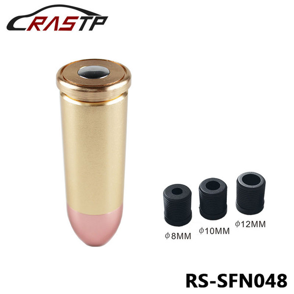 RASTP-Racing Car Universal Gold Tone Bullet Gear Stick Shift Lever Knob Shifter with 3 Adapters Manual Stick Shift Knob LS-SFN048