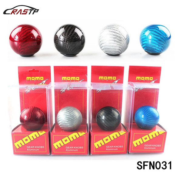 RASTP -MOMO Racing Colorful Carbon Fiber Aluminum Car Gear Shift Knob Shifter Lever Universal Fit for Manual Transmission RS-SFN031