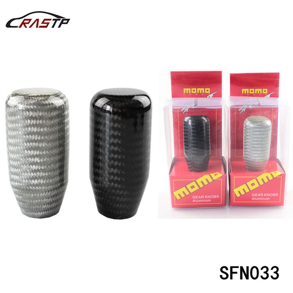 RASTP -MOMO Racing Aluminum Car Modification Selling Shift Knob Carbon Fiber Heading Wave-shaped Club Head Car Styling RS-SFN033